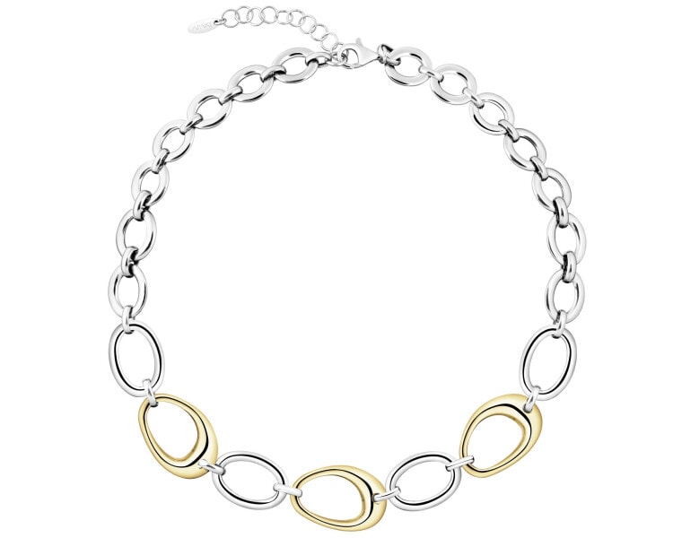 Rhodium-Plated Silver, Gold-Plated Silver Necklace 