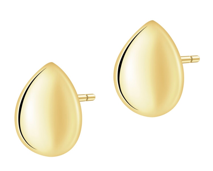Pozlacené stříbrné náušnice - slzy