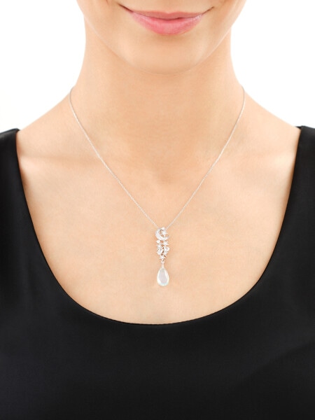 Rhodium Plated Silver Pendant with Cubic Zirconia