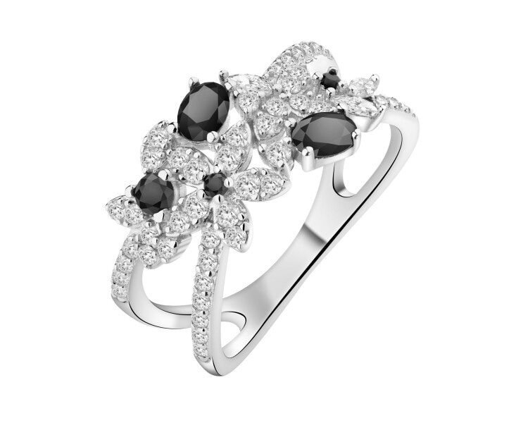 Rhodium Plated Silver Ring with Cubic Zirconia