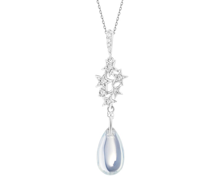 Rhodium Plated Silver Pendant with Cubic Zirconia