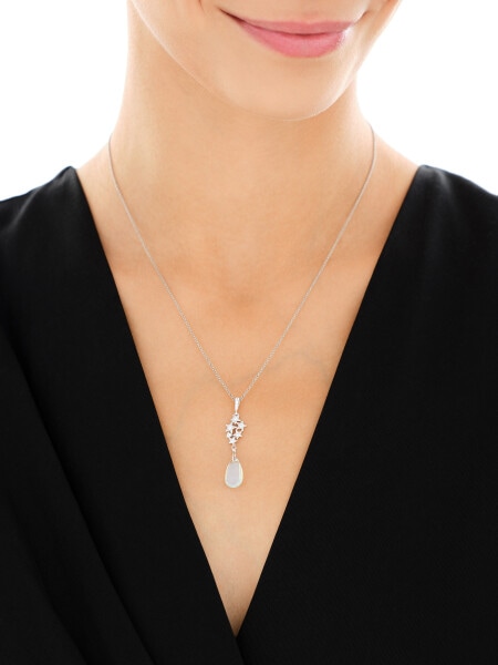 Rhodium Plated Silver Pendant with Cubic Zirconia