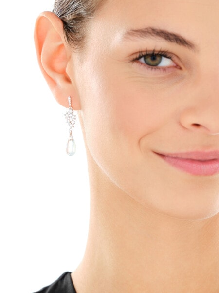 Kolczyki srebrne z cyrkoniami i szlifowanym szkłem - gwiazdy