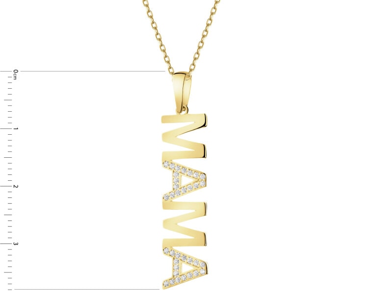 Złota zawieszka z cyrkoniami - mama