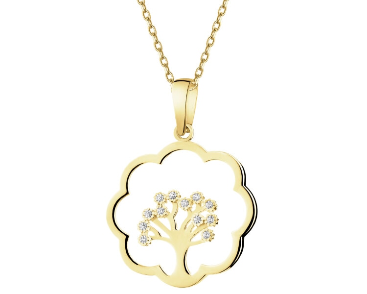 14 K Yellow Gold Pendant with Cubic Zirconia