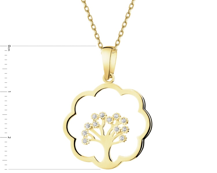 14 K Yellow Gold Pendant with Cubic Zirconia