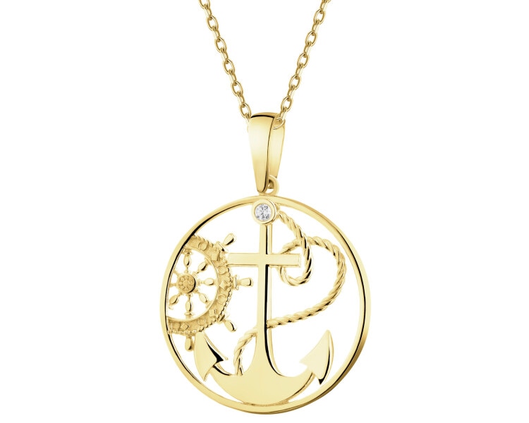14 K Yellow Gold Pendant with Cubic Zirconia