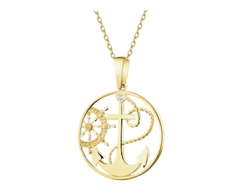 Złota zawieszka z cyrkonią - kotwica