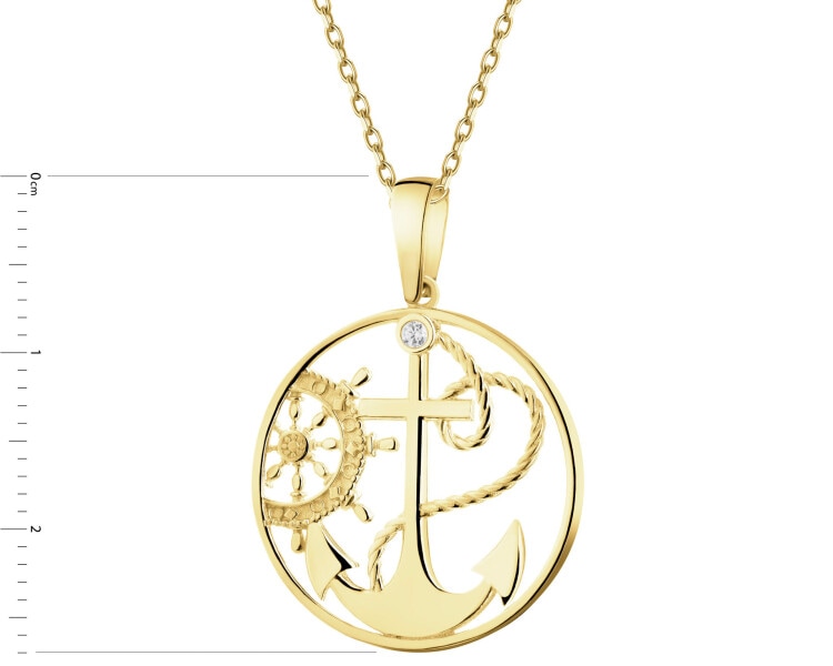 14 K Yellow Gold Pendant with Cubic Zirconia