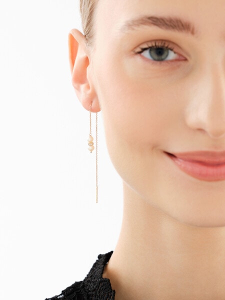 14 K Yellow Gold Dangling Earring with Pearl