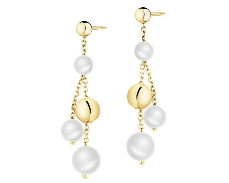 Złote kolczyki z perłami