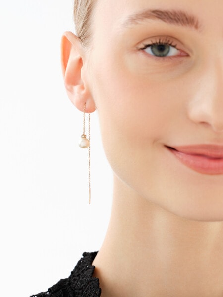 Złote kolczyki z perłami i cyrkoniami