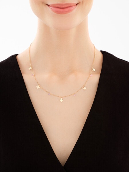 9 K Yellow Gold Necklace with Cubic Zirconia