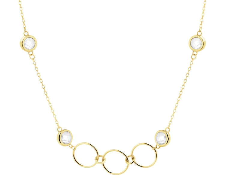 8 K Yellow Gold Necklace with Cubic Zirconia