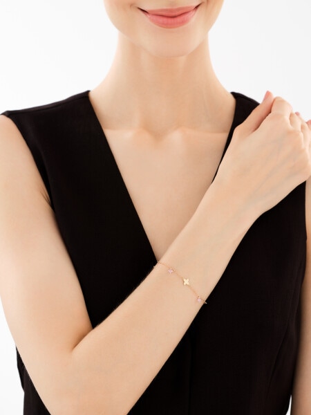 Zlatý náramek se zirkony - květy