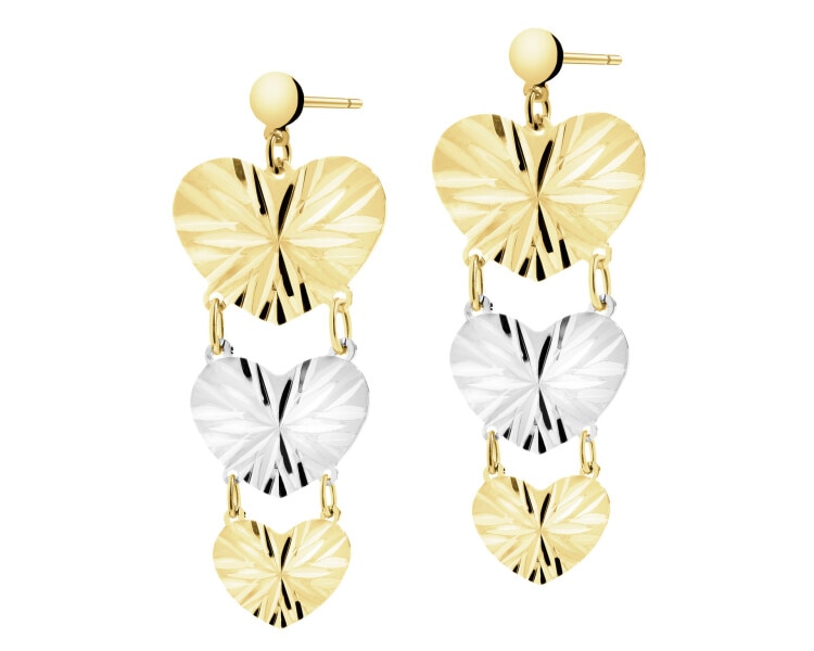 375 Yellow And White Gold Plated Dangling Earring