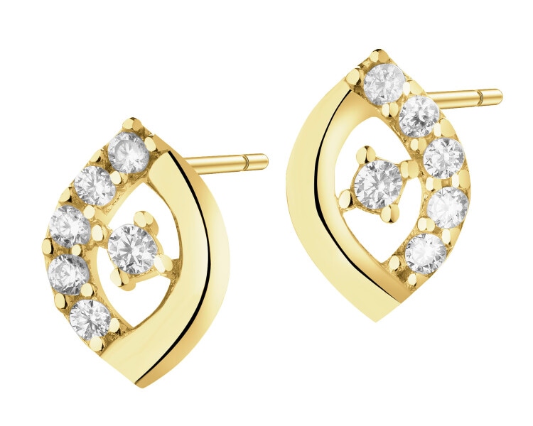 14 K Yellow Gold Earrings with Cubic Zirconia