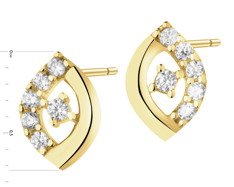 14 K Yellow Gold Earrings with Cubic Zirconia