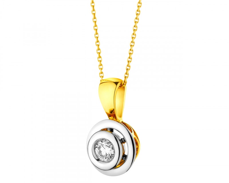 Yellow and white gold pendant with brilliant - 0,19 ct - fineness 585