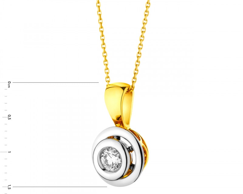 Yellow and white gold pendant with brilliant - 0,19 ct - fineness 585