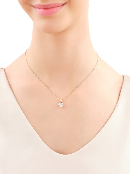 Yellow and white gold pendant with brilliant - 0,19 ct - fineness 585