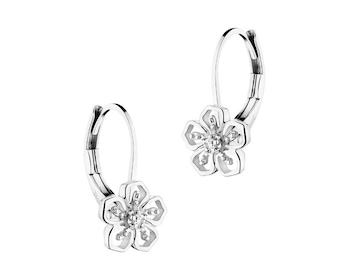 Náušnice z bílého zlata s diamanty - Květy - 0,01 ct - ryzost 750
