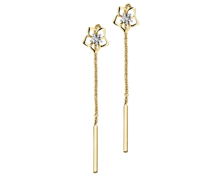 9 K Yellow Gold Earrings with Diamonds - 0,006 ct - fineness 14 K