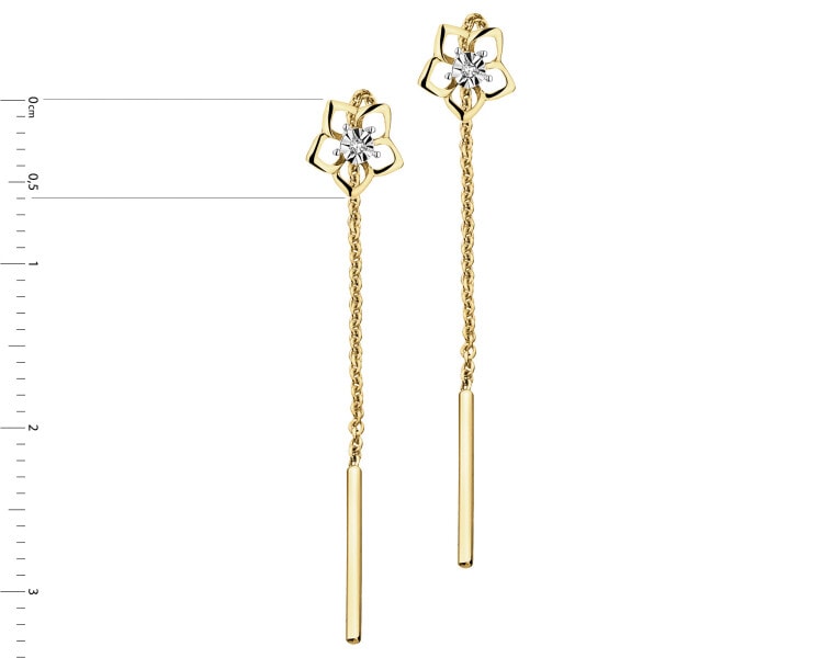9 K Yellow Gold Earrings with Diamonds - 0,006 ct - fineness 14 K