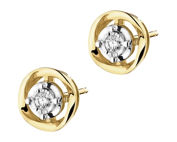 Kolczyki z żółtego i białego złota z brylantami - 0,05 ct - próba 585