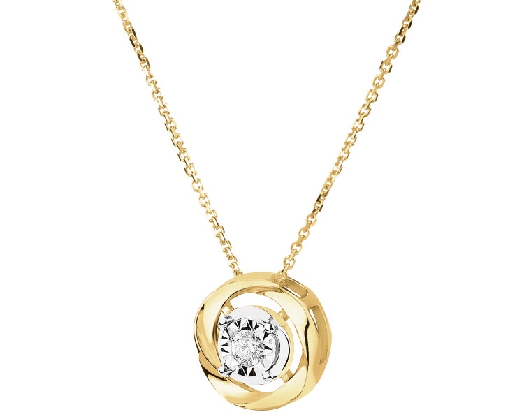 Naszyjnik z żółtego i białego złota z brylantem - 0,05 ct - próba 585