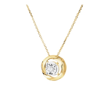 Naszyjnik z żółtego i białego złota z brylantem - 0,05 ct - próba 585