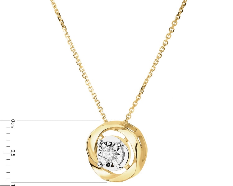 Naszyjnik z żółtego i białego złota z brylantem - 0,05 ct - próba 585