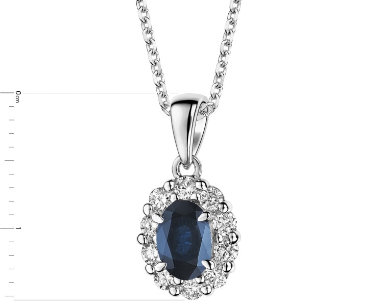 Zawieszka z białego złota z brylantami i szafirem - próba 750