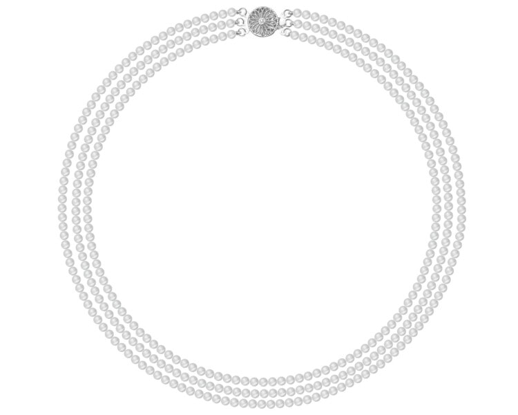 Naszyjnik srebrny z perłami - rozeta
