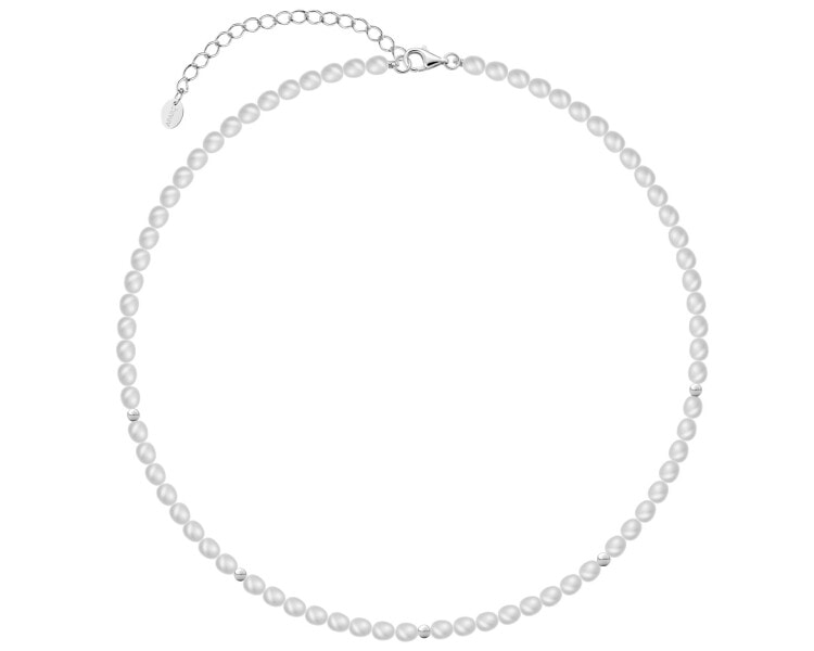 Naszyjnik srebrny z perłami - kulki