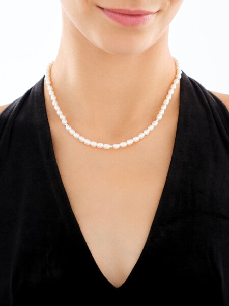 Naszyjnik srebrny z perłami - kulki