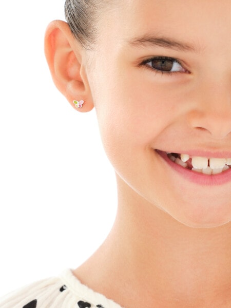 Kolczyki srebrne z cyrkoniami i emalią - motyle