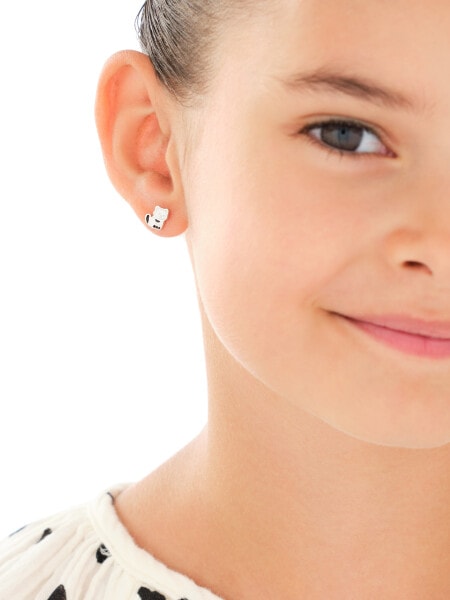 Kolczyki srebrne z emalią - koty