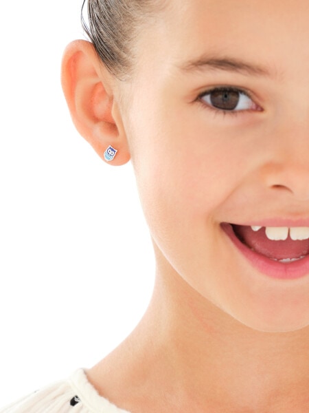 Stříbrné náušnice se smaltem - sovy