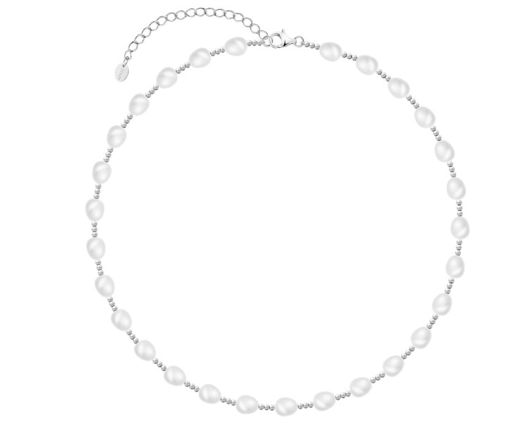 Naszyjnik srebrny z perłami - kulki
