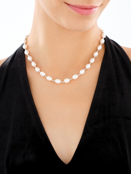 Naszyjnik srebrny z perłami - kulki