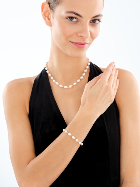 Naszyjnik srebrny z perłami - kulki