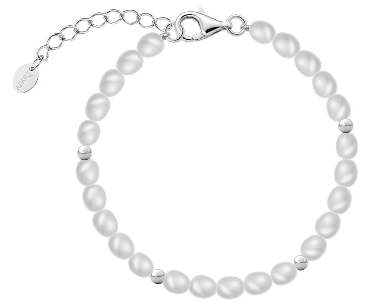 Bransoletka srebrna z perłami - kulki