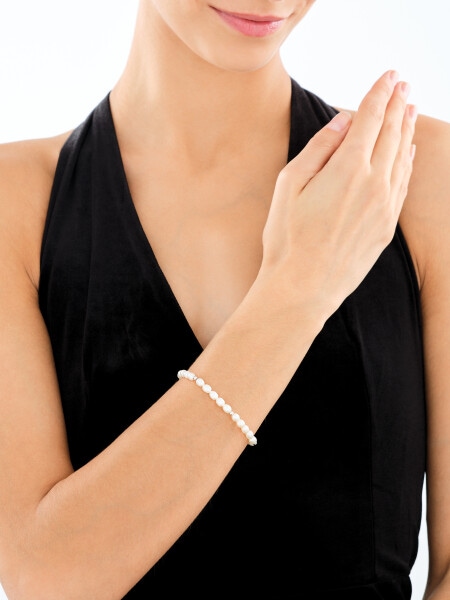 Bransoletka srebrna z perłami - kulki