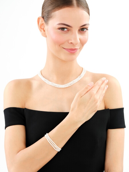 Bransoletka srebrna z perłami - rozeta