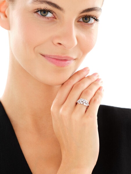 Pierścionek srebrny z cyrkoniami - gwiazdy