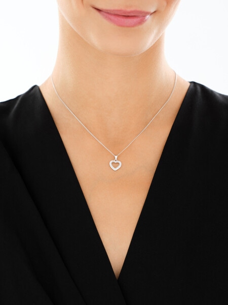 Srebrne kolczyki i zawieszka z cyrkoniami, łańcuszek - komplet - serca