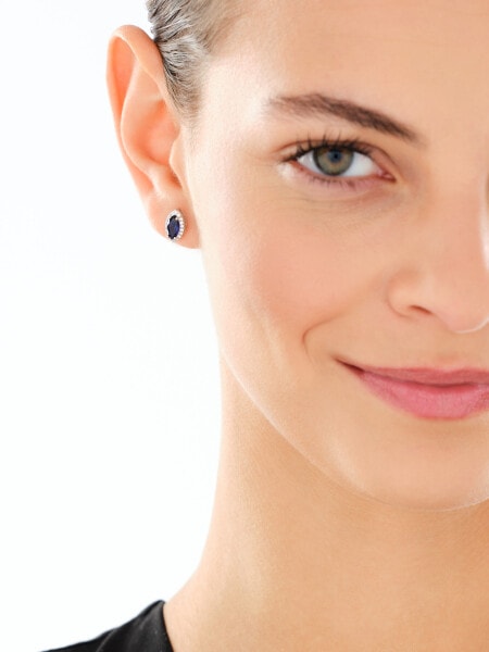 Srebrne kolczyki i zawieszka z cyrkoniami, łańcuszek - komplet