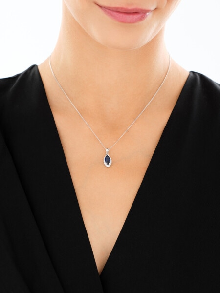 Srebrne kolczyki i zawieszka z cyrkoniami, łańcuszek - komplet