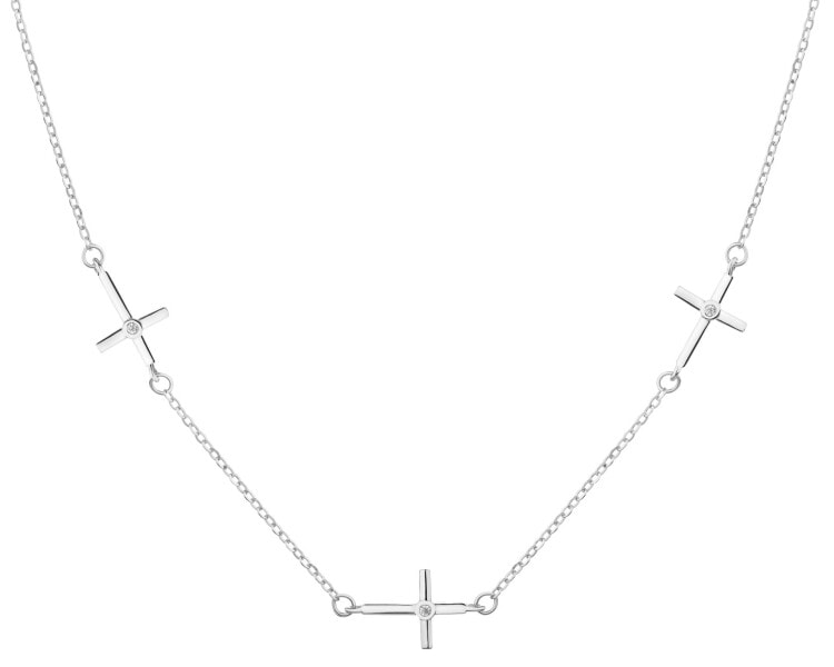 Naszyjnik srebrny z cyrkoniami - krzyże